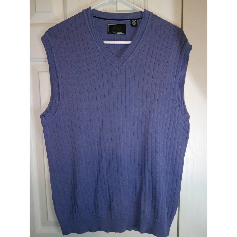 Greg Norman Sweater Vest V-Neck Sleeveless Knit Golf Casual Periwinkle M